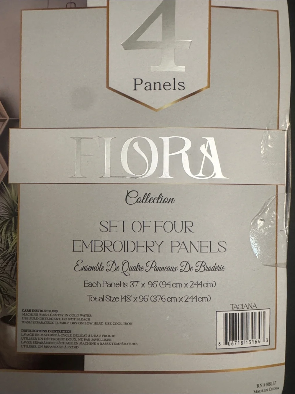FLORA Collection Set Of Four Embroidery Panels - Extra Long - 37